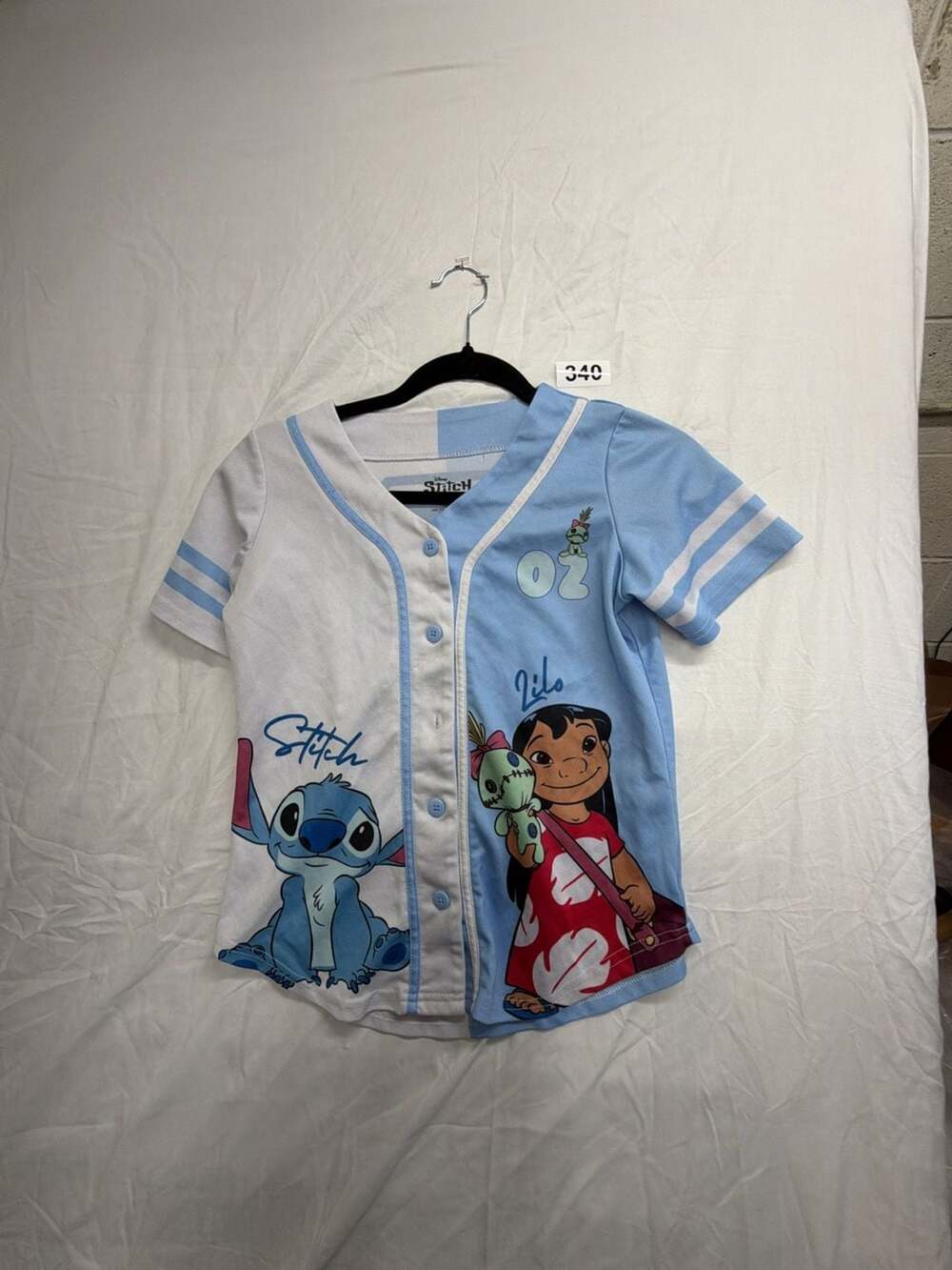 Disney Stitch Lilo & Stitch Kids Mesh Button Down Baseball Jersey Shirt 14/16